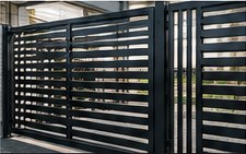 Dark coated metal gate