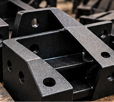 Textured black powder-coated metal brackets